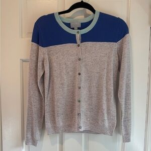 Pure Collection Blue and Grey 100% Cashmere Cardigan